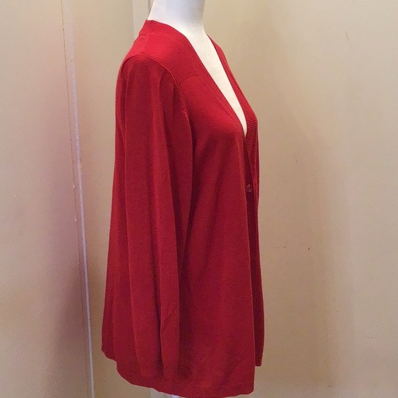 AVENUE RED CARDIGAN LONG SLEEVES SWEATER TOP SZ 14/16 - Picture 3 of 10